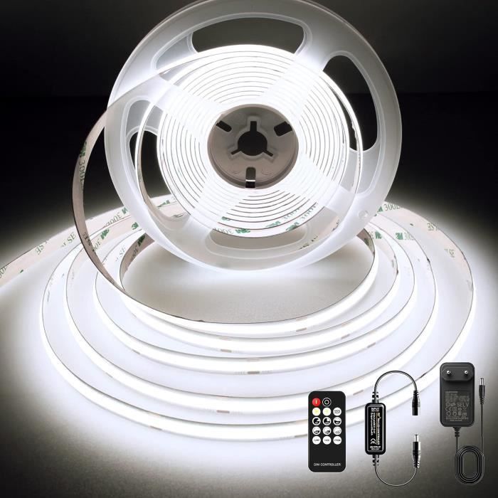 Bigzom Ruban LED 2M 24V, IP65 étanche Flexible Néon LED Strip 240 Leds, Avec Alimentation Et Contrôleur Pour La Décoration De La Maison, De La Cuisine, Du Commerce