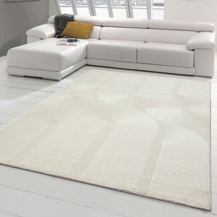 Lot 4 Tapis Gitans Lavables - Beige/crème - Antidérapants - Ovales 80x130cm + Paillasson
