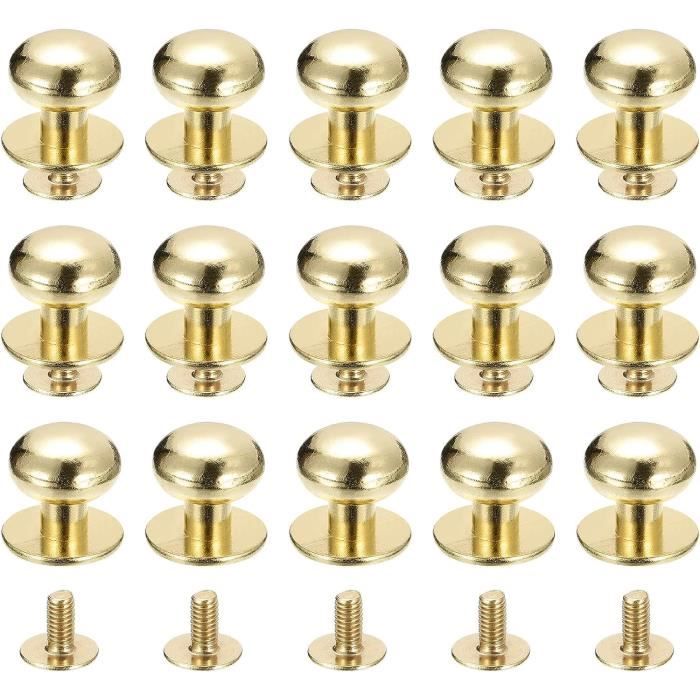 15 Rivets à Tête Sphérique En Laiton Bronze - Diamètre 4 Mm - Pour Maroquinerie DIY, Sacs, Vêtements
