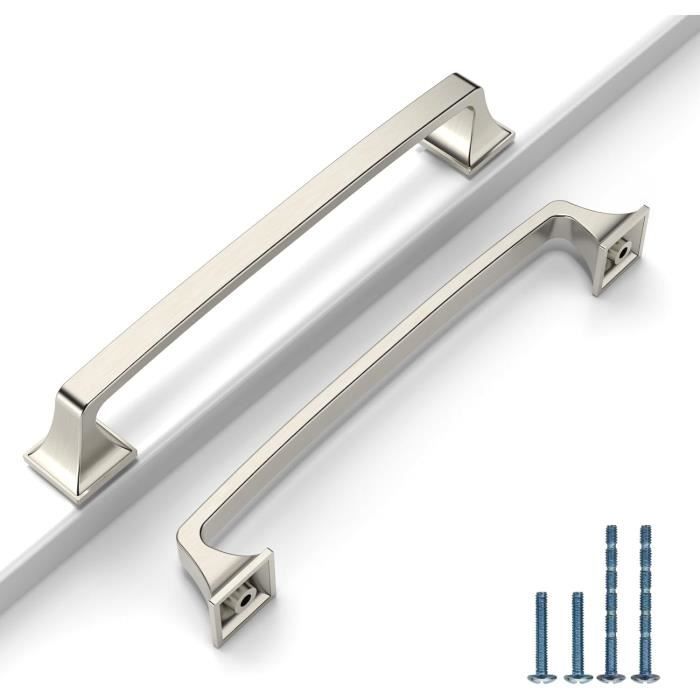Poignées De Meuble En Acier Inoxydable Brossé - Lot De 10, Entraxe 96mm, Forme T