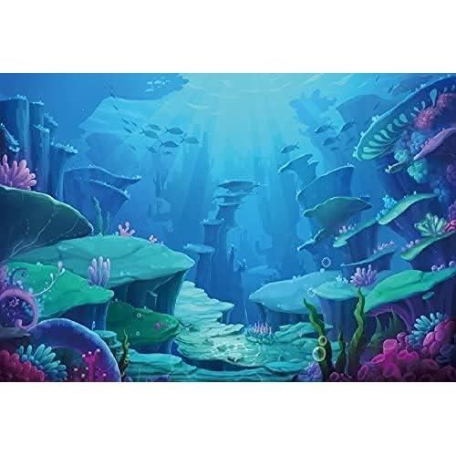 Toile De Fond 2.1x1.5m Monde Sous-Marin Poissons Tropicaux - Décoration Photo Baby Shower Anniversaire