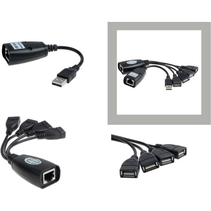 CablExpert - Kit Rallonge USB-A 2.0 via câble RJ45