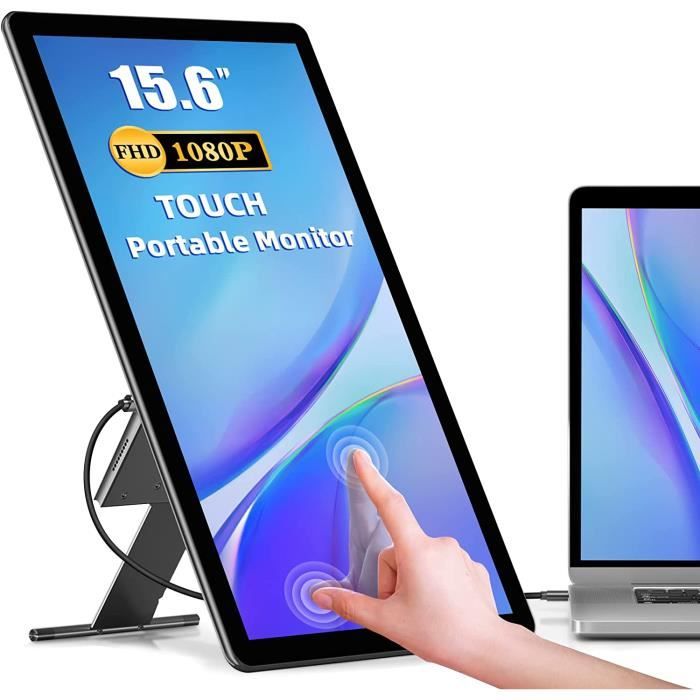 Ecran PC Tactile Moniteur Portable 156 Ecran Mobile Support Rétractable Léger et Mince IPS Ecran LCD 1920×1080 Full HD