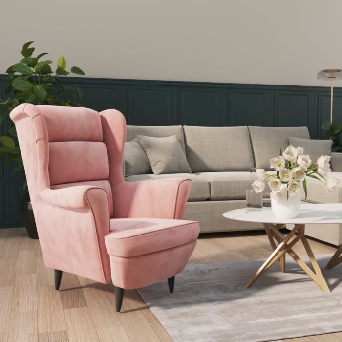 Fauteuil Salon MVS - Fauteuil rose velours2185 Kg
