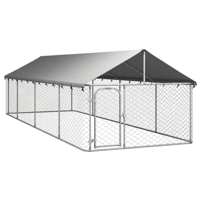 Comparer les prix de Chenil extérieur avec toit pour chiens 600x200x150 cm