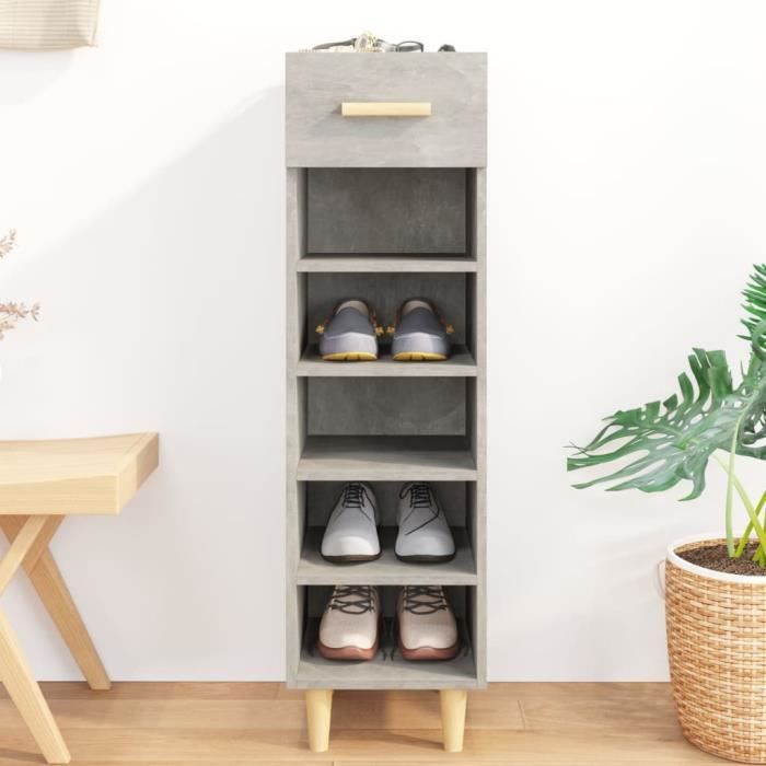 vidaXL Armoire à chaussures Gris béton 30x35x105 cm Bois dingénierie 812802