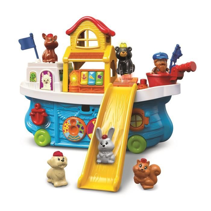 VTECH TUT TUT ANIMO - SUPER BATEAU TOBOGGAN - Jouet pour enfant de 1 à 5 ans avec 5 animaux et un pêcheur inclus