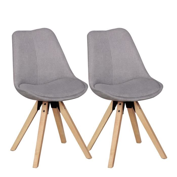 wohnling ensemble de 2 retro dining chaise  clair chaise rembourrée housse en tissu dossier chaise design cuisine