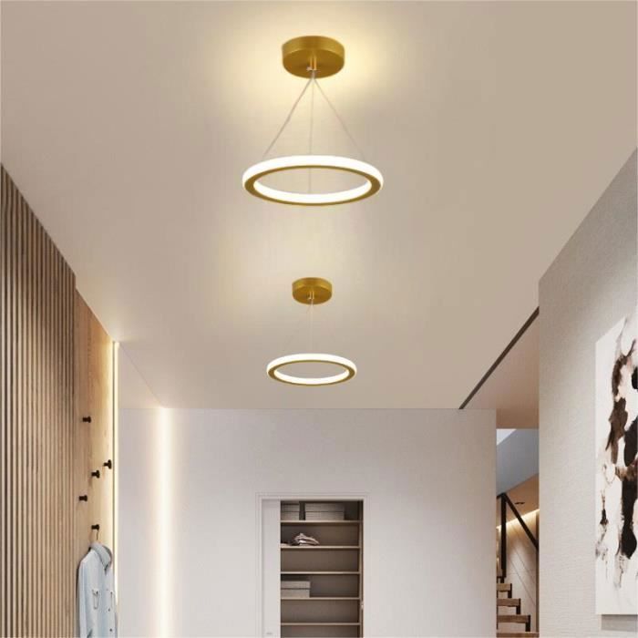 WOTTES Ø20cm Plafonnier LED Blanc Froid Doré Lampe Plafond Luminaire Plafonnier Moderne Rond Applicable à Salle de Bain Salon