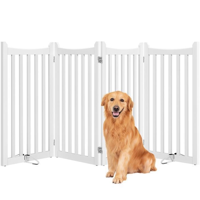 Meilleurs prix pour Yaheetech Parc pour Chien en Bois 50x90 cm 4 Panneaux Barrière pour Chien Intérieur Enclos Chien