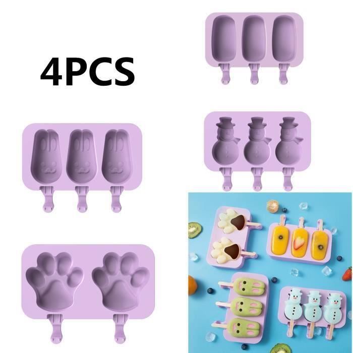 2 Pièces Moules À Crème Glacée Silicone, Moule À Glace Pliables Bleus Pour Enfants, Moules À