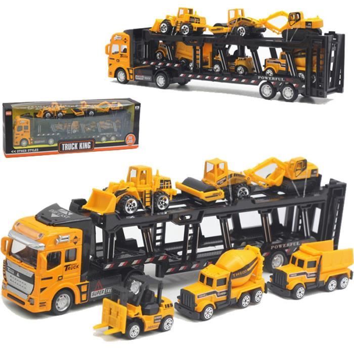 Camion de Transporteur Voiture Jouet Ensembles Camions de ConstructionCadeaux Noël pour Enfants Garçons 3+ Ans