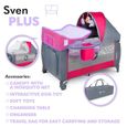LIONELO Sven Plus - Lit parapluie bébé 2en1 - De 0 à 36 mois - Table à langer - Moustiquaire et accessoires - Rose-1