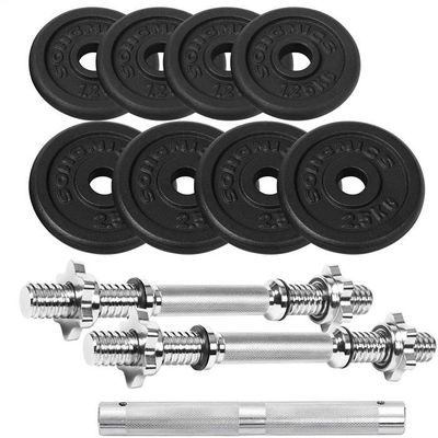 Set D'Haltères Acier Chromé ScSPORTS® - Barre Longue Et Poids - Musculation