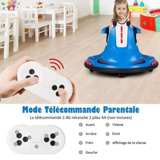 GOPLUS Voiture de Police Électrique pour Enfants, Voiture Électrique à Batterie de 6V avec Mégaphone, Sirène et Lumières, Jouet Électrique avec Fonctions Musicales (Noir