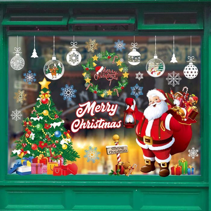 Autocollant De Fenêtre Père Noël En Gel - Décoration De Noël Réutilisable