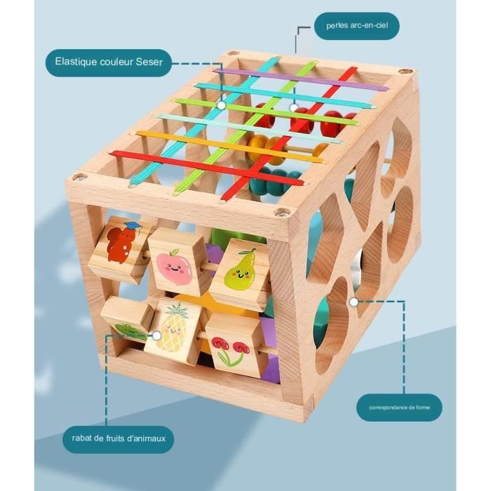 Jouet de Cube d'activité en Bois pour Bébé ,Cadeau pour Bebe Enfant 6 9 12  18 Mois 1 an 2 Ans,Style Rectangulaire - Cdiscount Jeux - Jouets