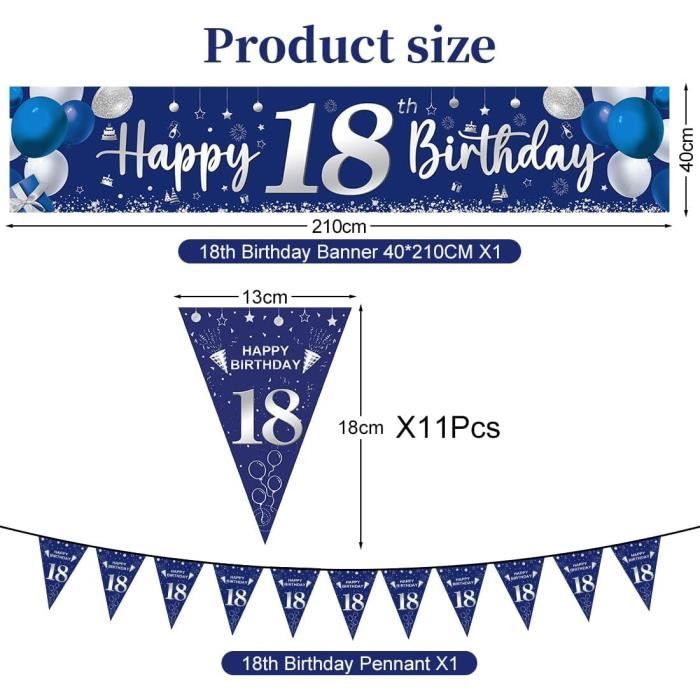 Décoration Anniversaire 18 Ans PIMXL - Bannière Rouge Et Noir 180x110 Cm - Pour Fête, Photo, événement