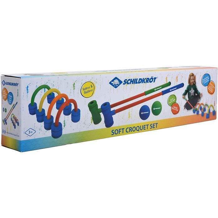 Set De Croquet En Mousse Schildkröt - 2 Maillets, 4 Arceaux, 2 Balles - Jeu Intérieur Extérieur Enfants Dès 3 Ans