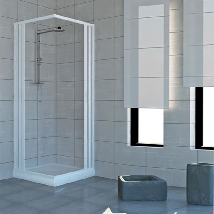 Cabine Paroi De Douche En Plastique PVC Mod. Acquario Avec Ouverture Laterale