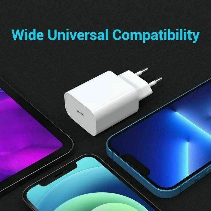 ZISONIX iPhone 13/12/11/XR/Xs/Max/8/7 Chargeur Cable USB-C+ Adaptateur 20W  Rapide Pour - Cdiscount Téléphonie