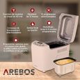 AREBOS Machine à pain 1500 g | 15 programmes | Minuteur | Écran LCD | 3 niveaux de brunissage et tailles de pain | 850 W | Blanc-2