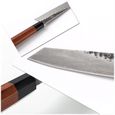 Couteaux de cuisine japonaise Couteau de Chef &agrave; la main 3 couches AUS-10 Steel Japonais 9 pouces Kirsuke Tranchement Pois416-2