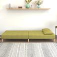 Canapé-lit à 2 places vert en tissu - Banquette Clic clac - Sofa Divan convertible-2