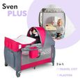 LIONELO Sven Plus - Lit parapluie bébé 2en1 - De 0 à 36 mois - Table à langer - Moustiquaire et accessoires - Rose-2