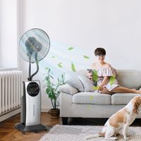 90W Oscillant Silencieux Ventilateur Brumisateur Tour HOMCOM 90W - Oscillant, Silencieux Sur Roulettes - Réservoir 2.8L - Noir/Gris Ventilateur Oscillant Maison