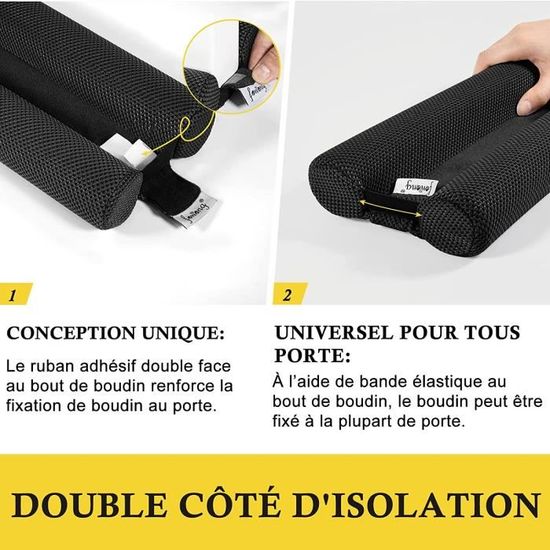 Boudin Double Bas de Porte Coupe Froid Anti Courant d'Air 85 cm Universel