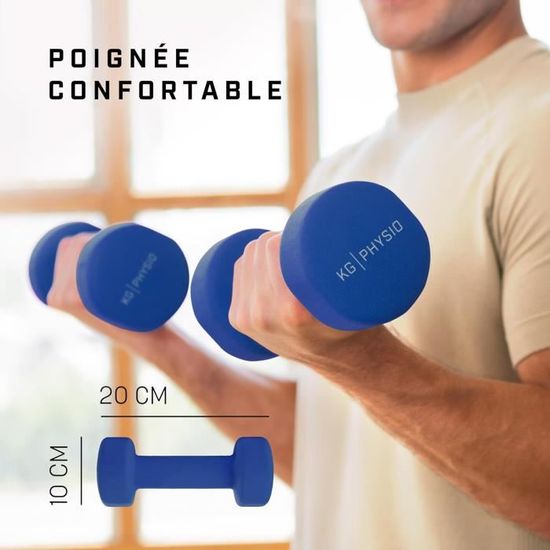 Lot de 2 haltères en néoprène poids ai choix de 2x0,5kg à 2x5,0kg