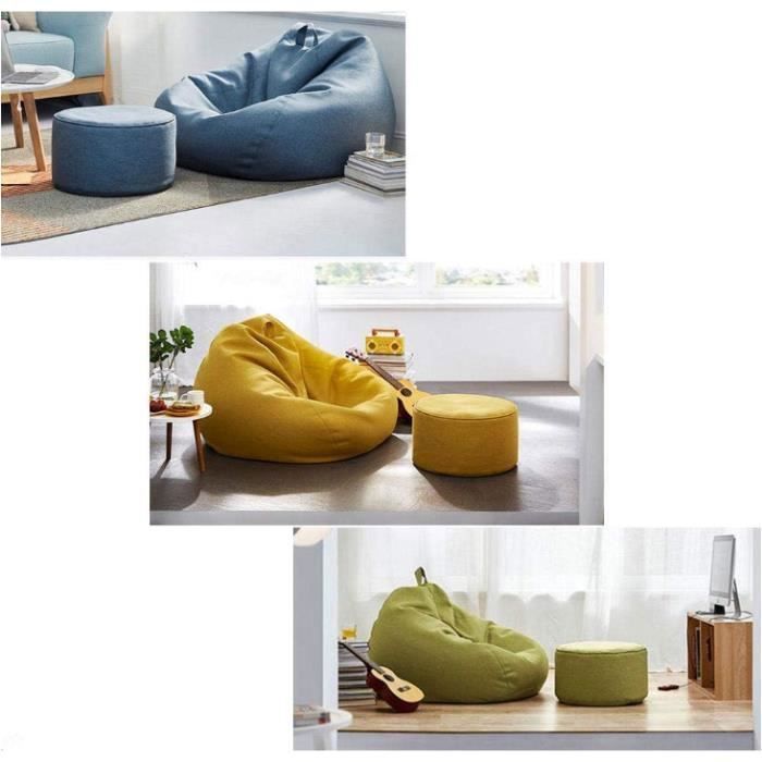 Pouf Poire Géant Imprimé Football - Housse Seule Sans Remplissage - Pour Canapé, Chambre, Salon (L) - 12