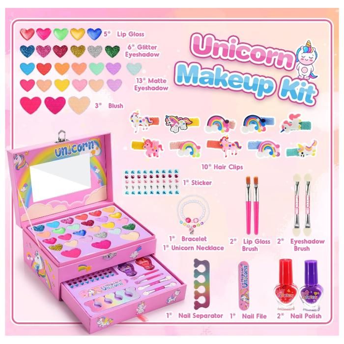 Sirène sac cosmétique presse sur les ongles maquillage jouet réel ensemble enfants semblant jouer enfants maquillage Kit pour filles jeu de rôle