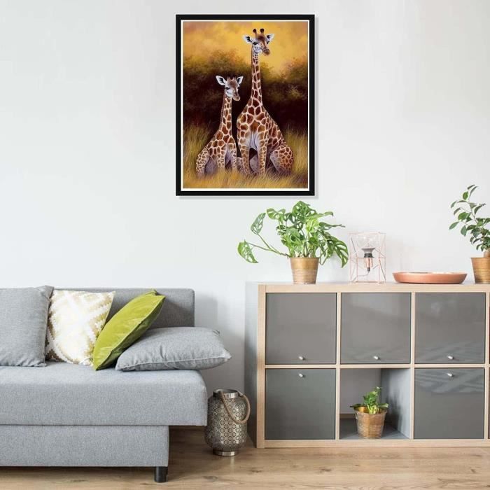 Tunejoy – Kit Diamant Painting 5D Chat Et Girafe, 2 Toiles 30x30 Et 30x40 Cm, Loisir Créatif Brillant Pour Débutant