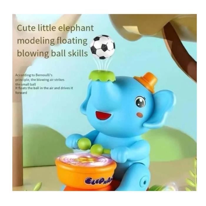 Jouet Éléphant Musicien Qui Marche Et Joue Du Tambour - Jouet Montessori Pour Bébé 1 An Avec Musique, Lumières Et Sons - Idéal Cadeau Bébé (Bleu)