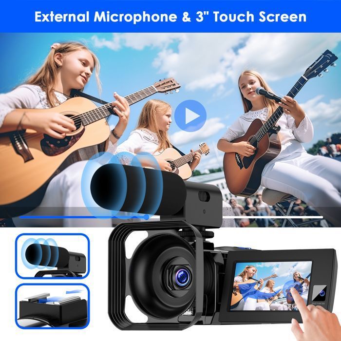 Caméra Vidéo 5K Caméscope Double Objectif WiFi 56MP 16X Zoom Écran Tactile - Idéale Pour Vlog YouTube