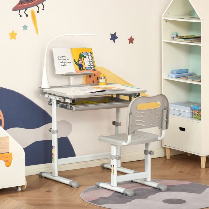 Ensemble Bureau Et Chaise Enfant VIVO Gris - Réglable En Hauteur