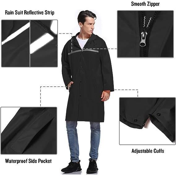 TDEOK Vestes De Pluie Pour Homme, Coupe-vent, Respirante, Bloc De Couleur, Légère, Avec Capuche, Parka De Pluie, Coupe-vent, Fine, Manches Longues, Trench-coat D'hiver Léger, Bleu, S