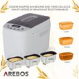 AREBOS Machine à pain 1500 g | 15 programmes | Minuteur | Écran LCD | 3 niveaux de brunissage et tailles de pain | 850 W | Blanc-3