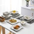 MALACASA Série Flora, 24 Pcs Service de Table Porcelaine Marbre,Services Complets à Dinner-3
