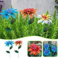 Piquets de fleurs en métal jardin hémérocalle ornements Art Floral artisanat décor pour pelouse Orange-3