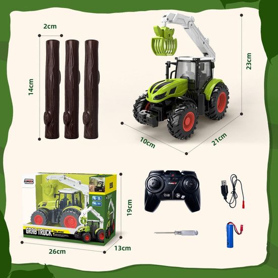 Tracteur Télécommandé Enfant 2,4 GHz - Avec Remorque, Grappin, Animaux Et Accessoires - Transformable 4-en-1 - ABS Robuste - Pour 3 à 7 Ans - Jouet Ferme