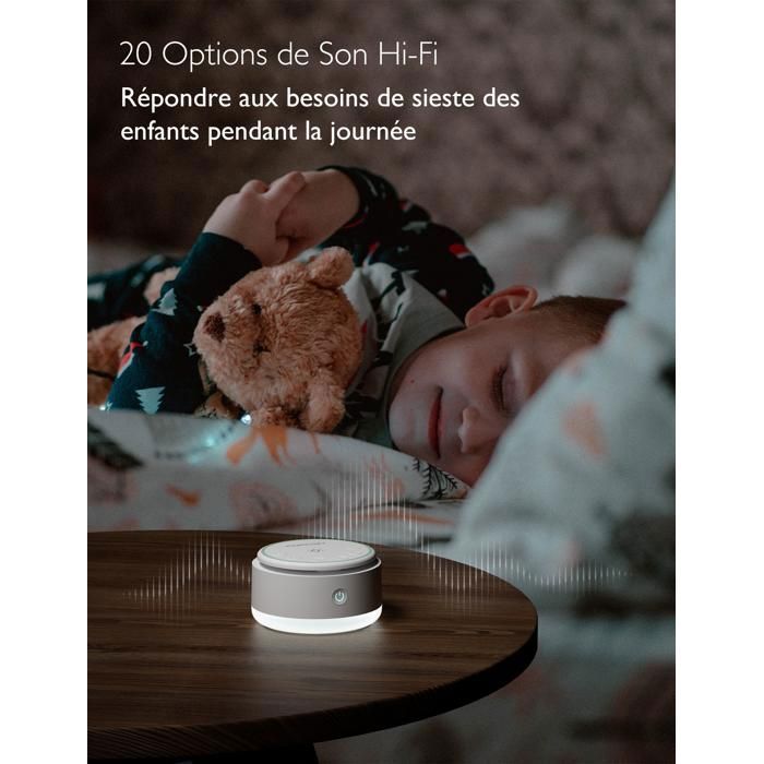Machine à Bruit Blanc Portable - 24 Sons Apaisants, Minuterie, Veilleuse 7 Couleurs - Pour Bébé Et Adulte - Batterie 2000 MAh