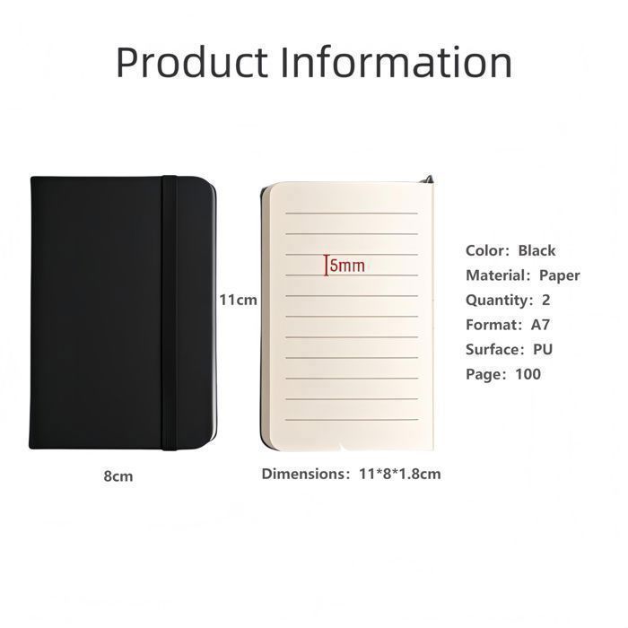 2 PCS Petit Carnet De Notes A7, Mini Carnet De Poche 100