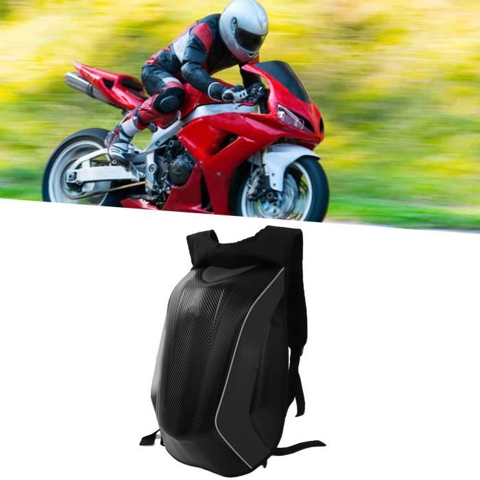 Ashata Sac à dos moto Sac à dos étanche grande capacité sac de rangement PU  coque dure avec bande réfléchissante pour faire du