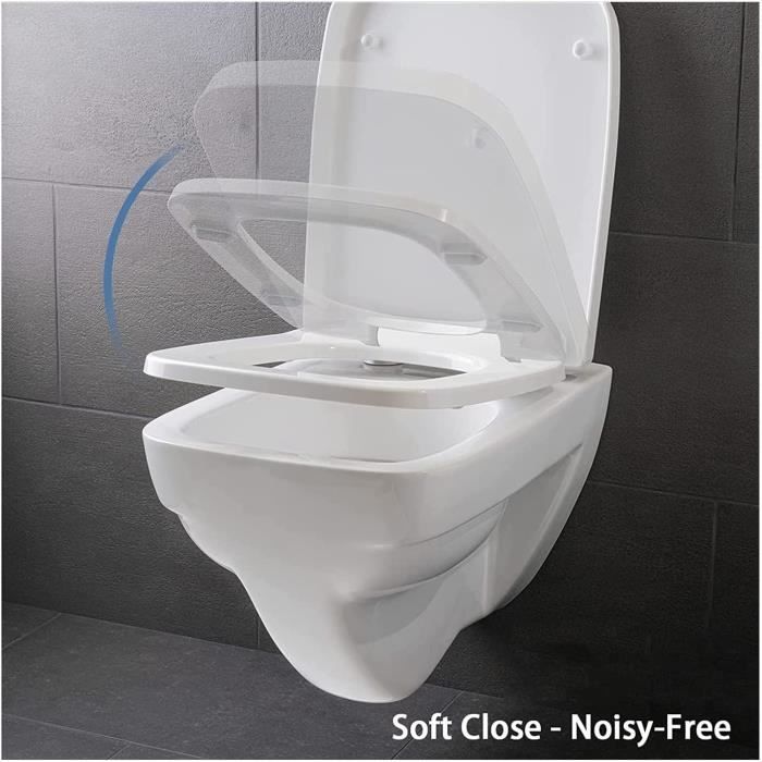 Abattant Wc Carré Blanc Abattant Wc À Dégagement Rapide Standard Durable  Simple Fixation Supérieure Robuste Abattant Wc Antib[H4621] - Cdiscount  Bricolage