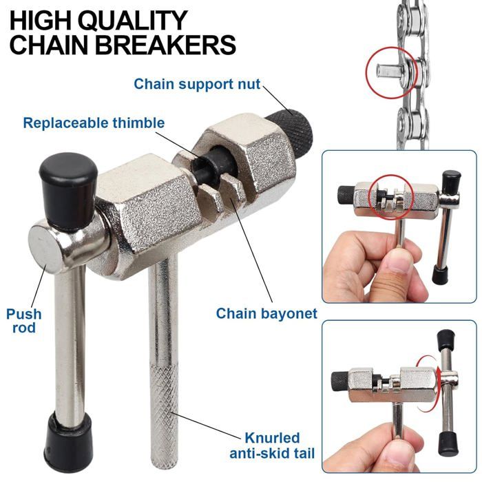 Kit Chaîne De Vélo Premium 6/7/8 Vitesses – 116 Maillons, 1/2 X 3/32, Avec Brise-Chaîne, Pince à Maillons Et Antivol – Acier Traité Anti-Corrosion