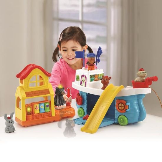 VTech Super Bateau Toboggan Tut Tut Animo - Jouet Interactif Avec 5 Animaux Et Pêcheur, Cadeau Enfant 1-5 Ans