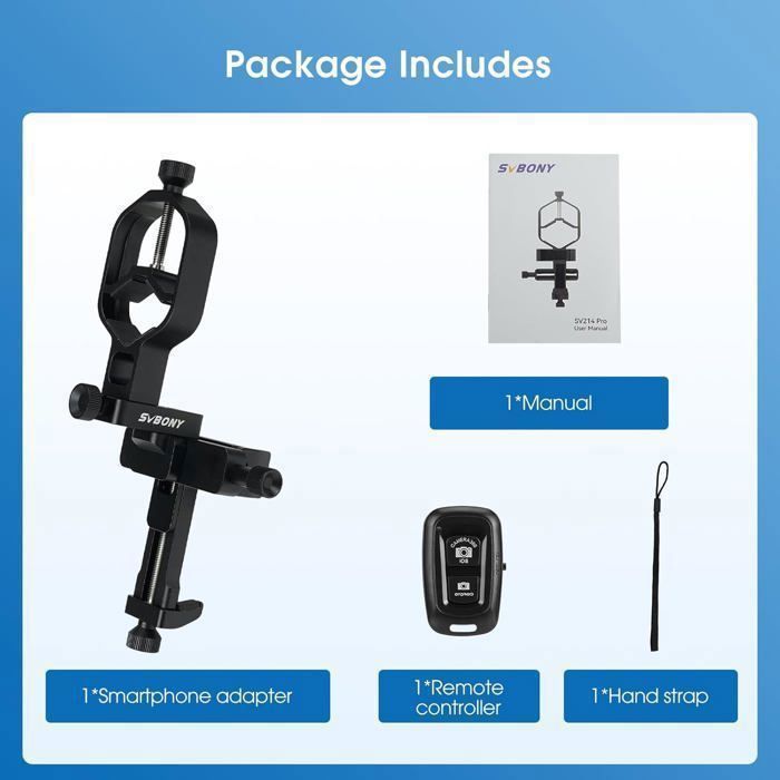 Adaptateur Smartphone Svbony SV214Pro Pour Télescope Et Longue-Vue - Réglage 3 Axes Universel